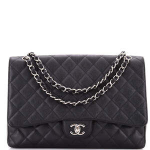 Chanel Maxi Classic Double Flap Bag Quilted Caviar